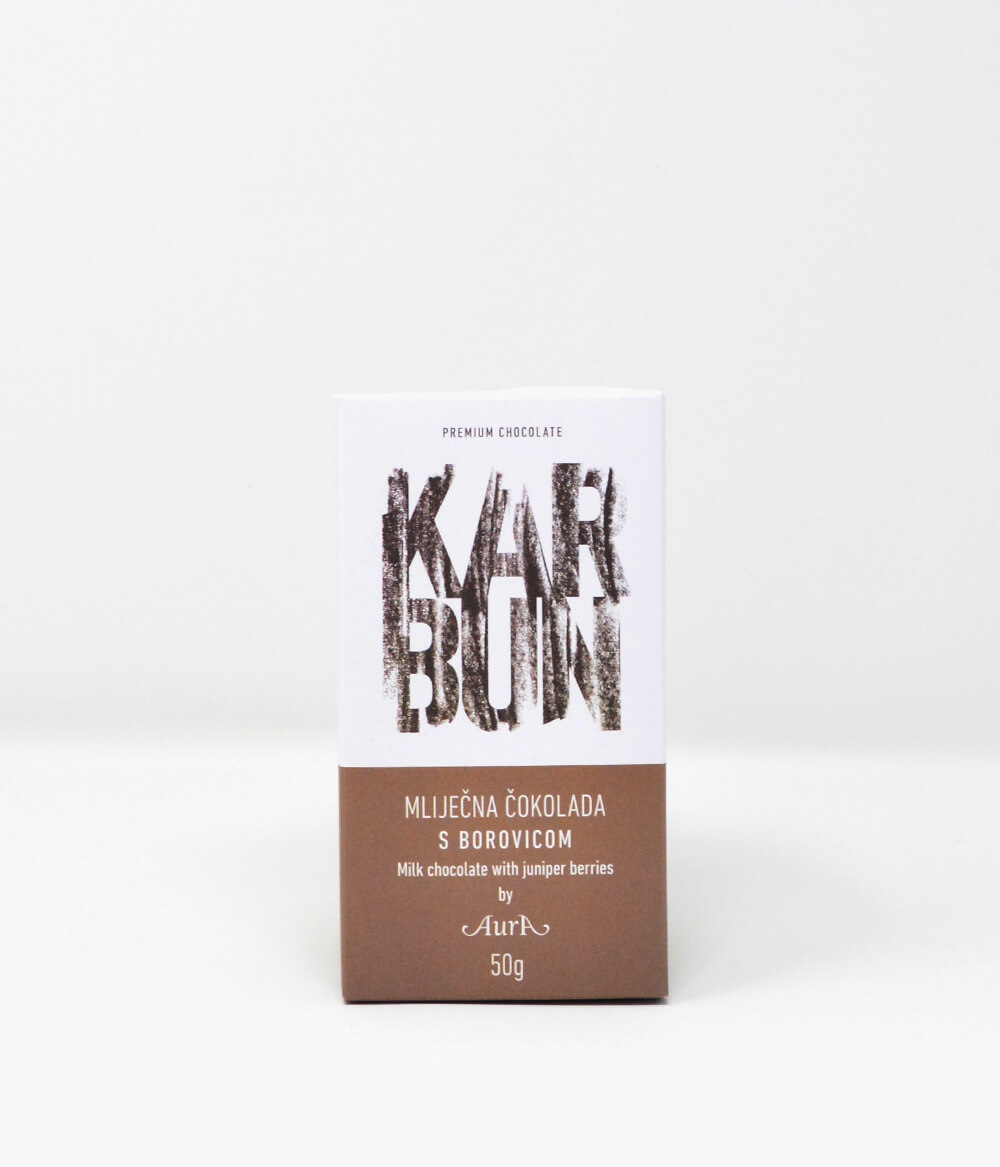 Aura Karbun Premium Milchschokolade mit Wacholder Beeren