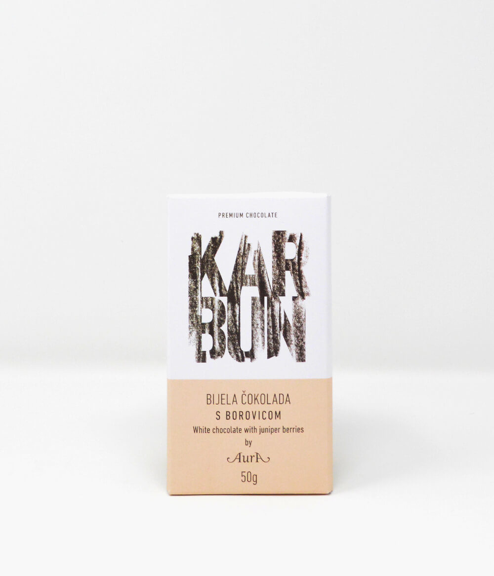 Aura Karbun Premium Weiße Schokolade mit Wacholder Beeren