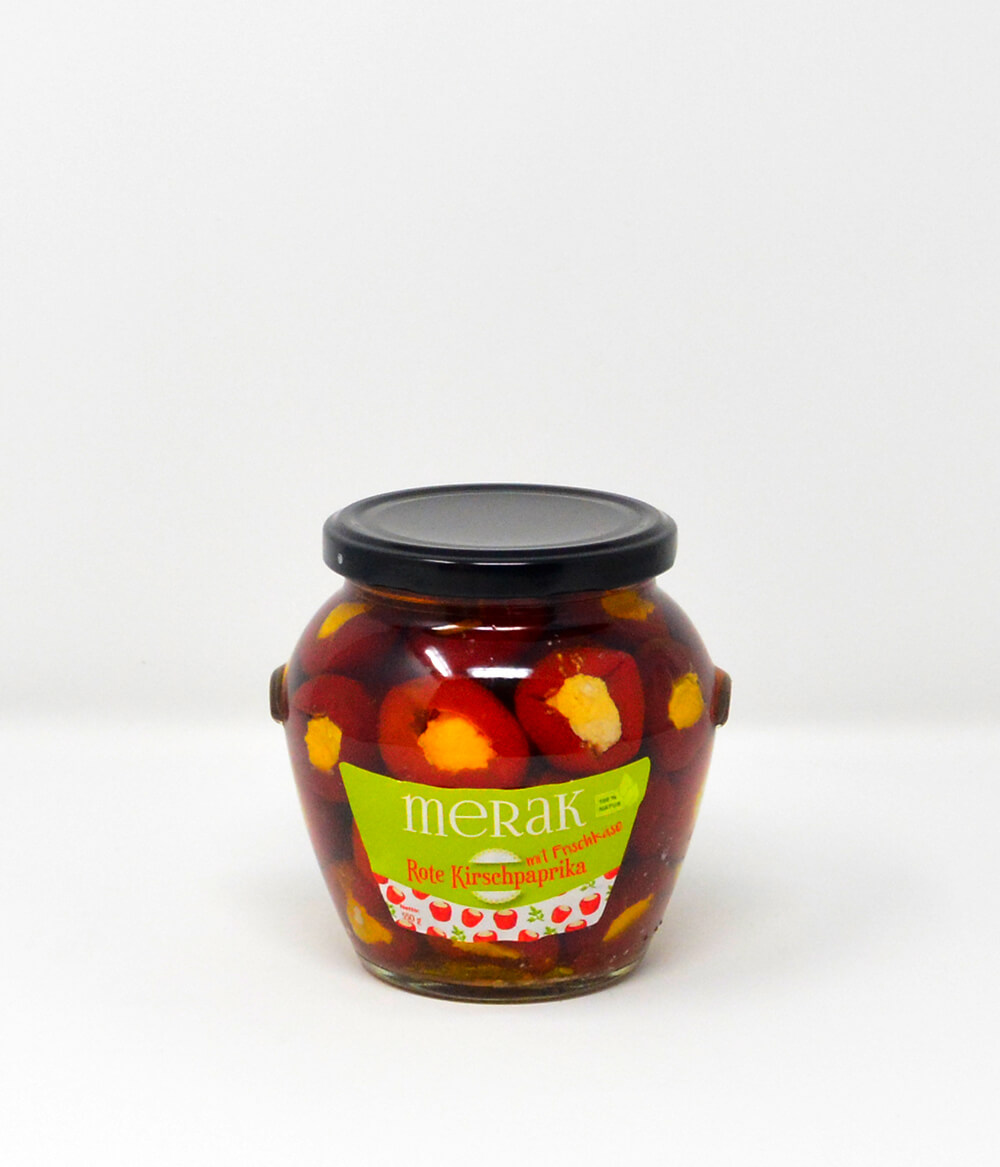 Merak Rote Kirschpaprika mit Frischkäse Merak Rote Kirschpaprika mit Frischkäse